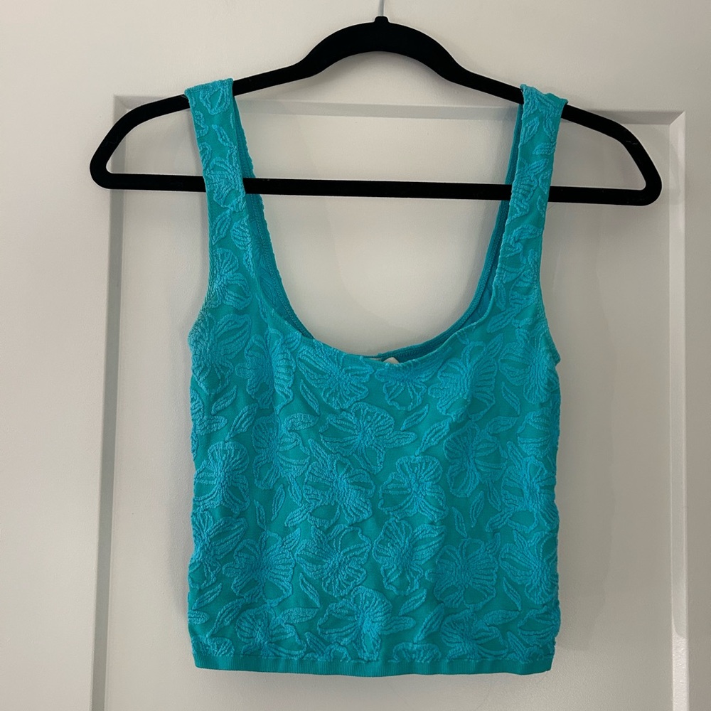 Turquoise Floral Anthro Tank